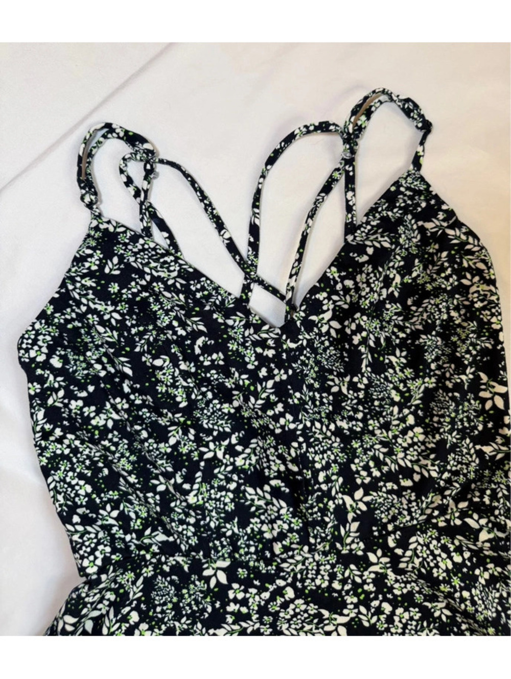 Nine Britton Dark Navy Floral Strappy Mini Dress Medium Petite - Picture 5 of 6